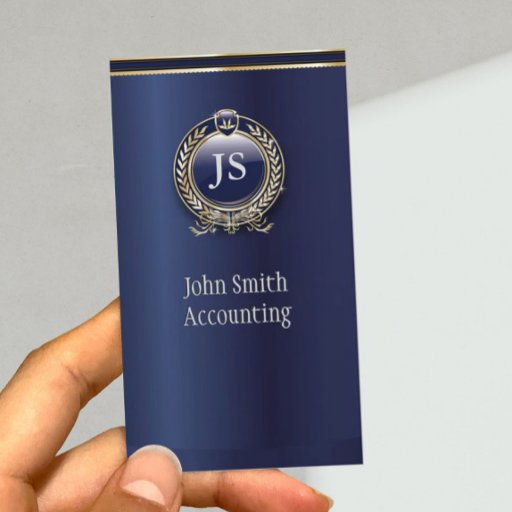 Customizable Elegant Dark Blue & Gold Accountant Business Card