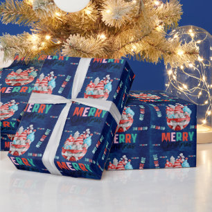 Elegant Dark Blue Gold Watercolor Wrapping Paper