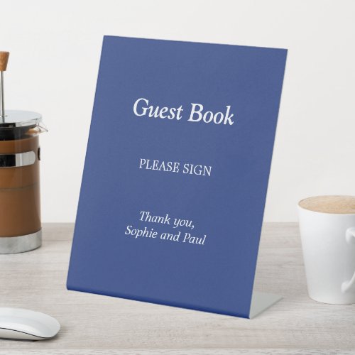 Elegant Dark Blue Guest Book Pedestal Sign