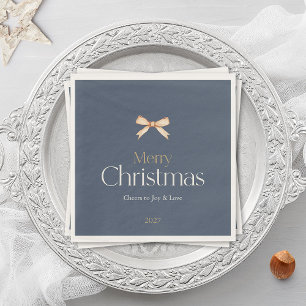 Elegant Dark Blue Merry Christmas Napkin