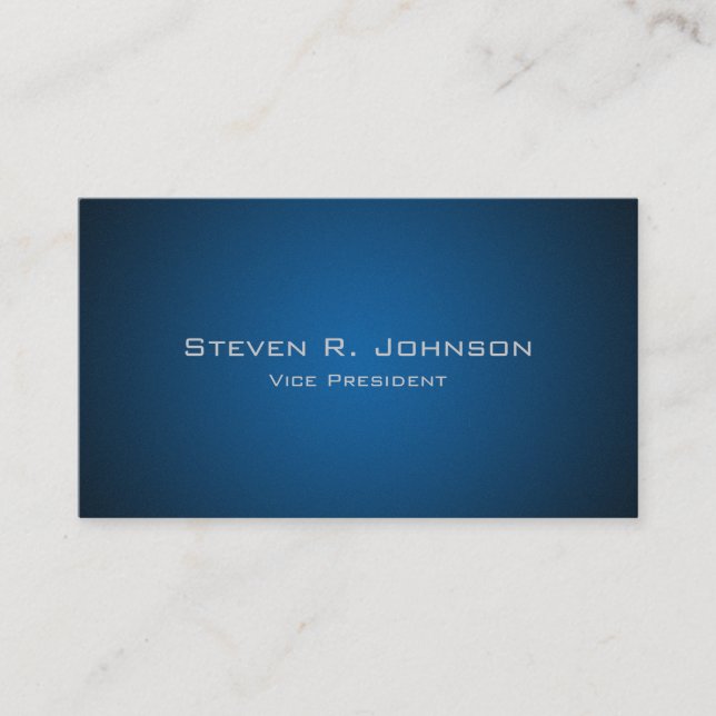 Elegant Dark Blue Ombre Custom Business Cards (Front)