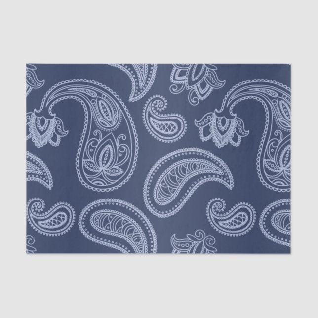 Elegant dark blue paisley pattern tissue paper (Front)