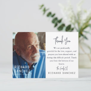 Elegant Dark Blue Photo Funeral Thank You Card