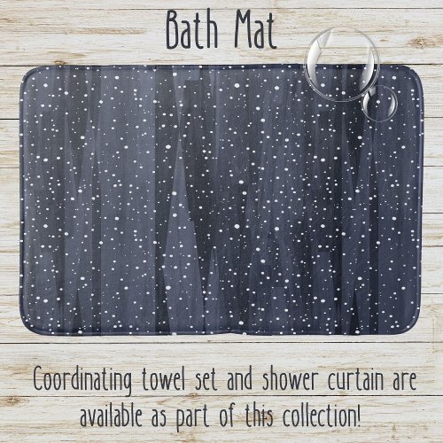 Elegant Dark Blue Snowy Christmas Bath Mat