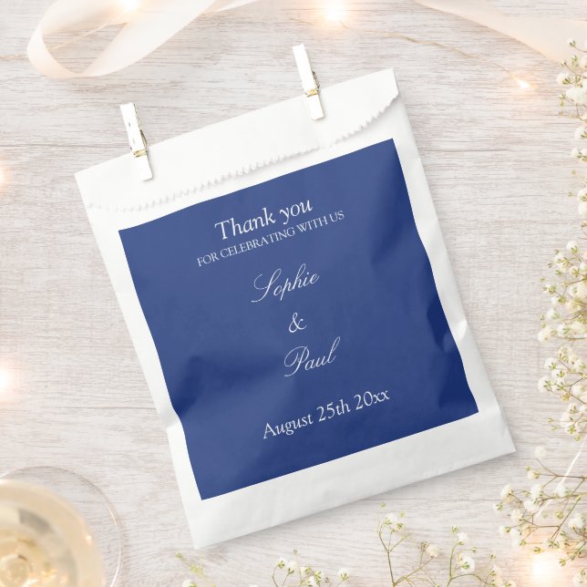Elegant Dark Blue Wedding Thank You Favor Bags (Clipped)