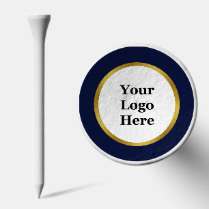 Elegant Dark Blue White and Gold Business Logo Golf Tees