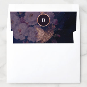 Elegant Dark Boho Floral Arch Rose Gold Wedding Envelope Liner