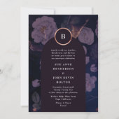 Elegant Dark Boho Floral Arch Rose Gold Wedding Invitation (Front)