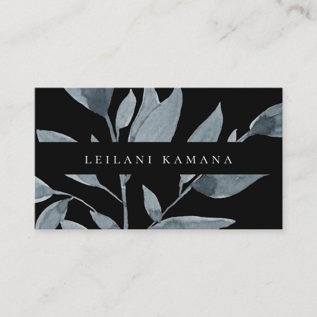 Elegant Dark Botanical Business Card (Front)