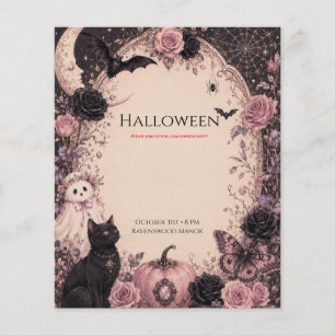 Elegant Dark Botanical Halloween Party Flyer
