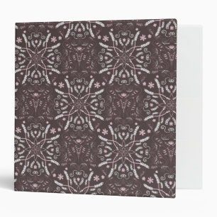 Elegant Dark Botanical Mandala Pattern 3 Ring Binder