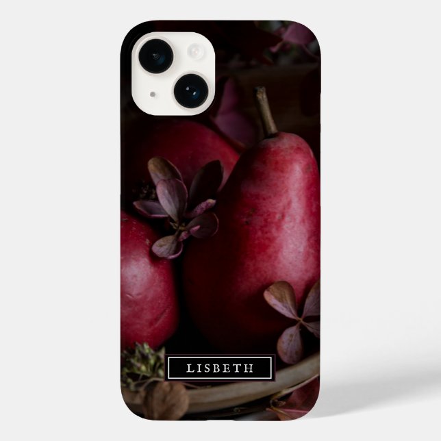 Elegant Dark Botanical Pears iPhone Case (Back)