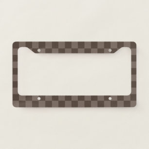 Elegant Dark Brown Checkerboard License Plate Frame