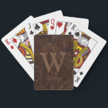 Elegant Dark Brown Cow Leather Texture Monogrammed Poker Cards<br><div class="desc">A dark Brown Cow Leather Textured playing cards with custom Initials and names. Makes a perfect gift for Men in your life; Dads,  Groomsmen,  Corporate gifts for bosses,  employees,  clients,  granddads,  grandpas,  best friends,  or any travel enthusiast.</div>