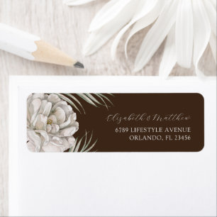 Elegant Dark Brown & Floral Wedding Label