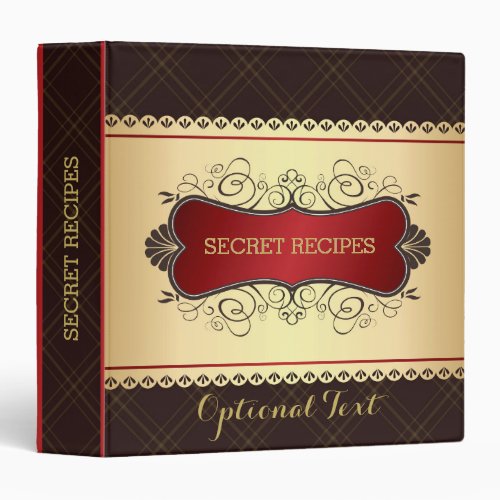 Elegant Dark Brown  Gold Recipe Binder