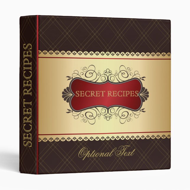 Elegant Dark Brown & Gold Recipe Binder (Front/Spine)