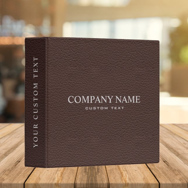 Elegant Dark Brown Leather Look Personalized 3 Ring Binder (Creator Uploaded)