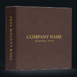 Elegant Dark Brown Leather Look Personalized 3 Ring Binder<br><div class="desc">Simple clean and elegant design of a dark brown leather texture with fully customizable text in faux gold color classic font.
The spine has a dark overlay.Totally removable.
Masculine and elegant,  Available on many products.
For help or custom request,  please contact me at citronelladesign@gmail.com</div>