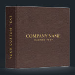 Elegant Dark Brown Leather Look Personalized 3 Ring Binder<br><div class="desc">Simple clean and elegant design of a dark brown leather texture with fully customizable text in faux gold color classic font.
The spine has a dark overlay.Totally removable.
Masculine and elegant,  Available on many products.
For help or custom request,  please contact me at citronelladesign@gmail.com</div>