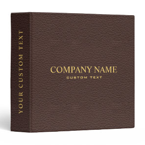 Elegant Dark Brown Leather Look Personalized 3 Ring Binder
