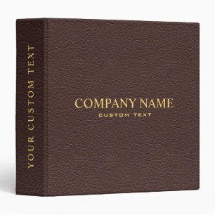 Elegant Dark Brown Leather Look Personalized 3 Ring Binder
