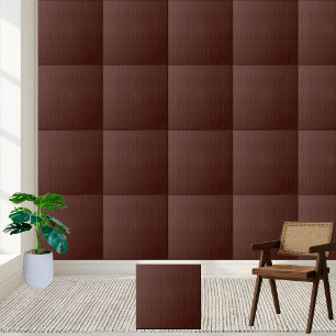 Elegant Dark Brown Leather Textured  Ceramic Tile