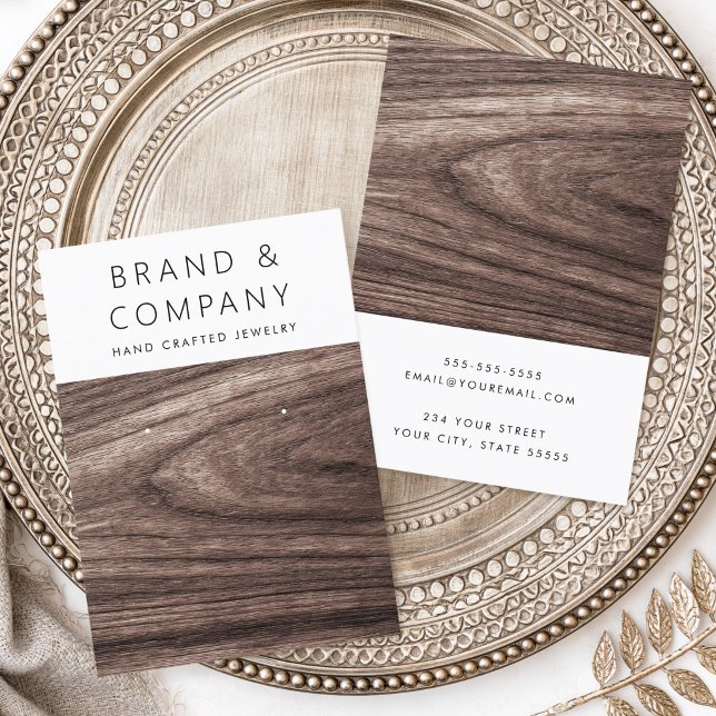 Elegant dark brown wood grain earring card (Elegant dark brown wood grain earring card)