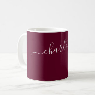 Elegant Dark Burgundy Color Name Personalized Coffee Mug