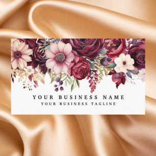Elegant dark Burgundy Flowers Business Cards
