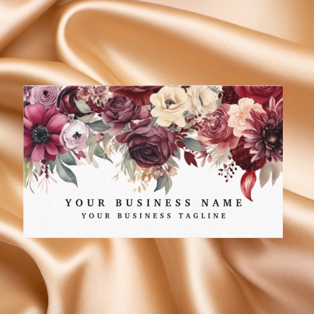 Elegant dark Burgundy Flowers Business Cards (Creator Uploaded)