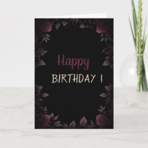 Elegant Dark Burgundy Roses Black Birthday