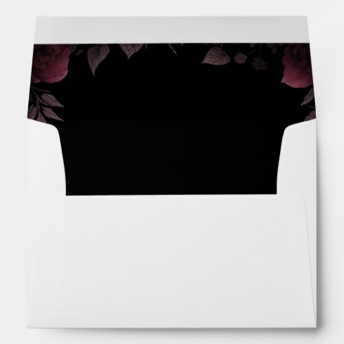 Elegant Dark Burgundy Roses Black Envelope