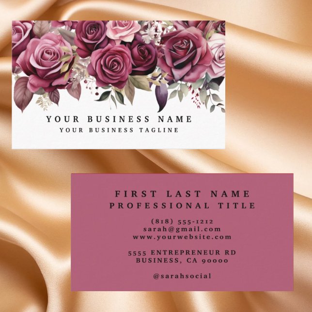 Elegant dark Burgundy Roses Business Cards (Creator Uploaded)