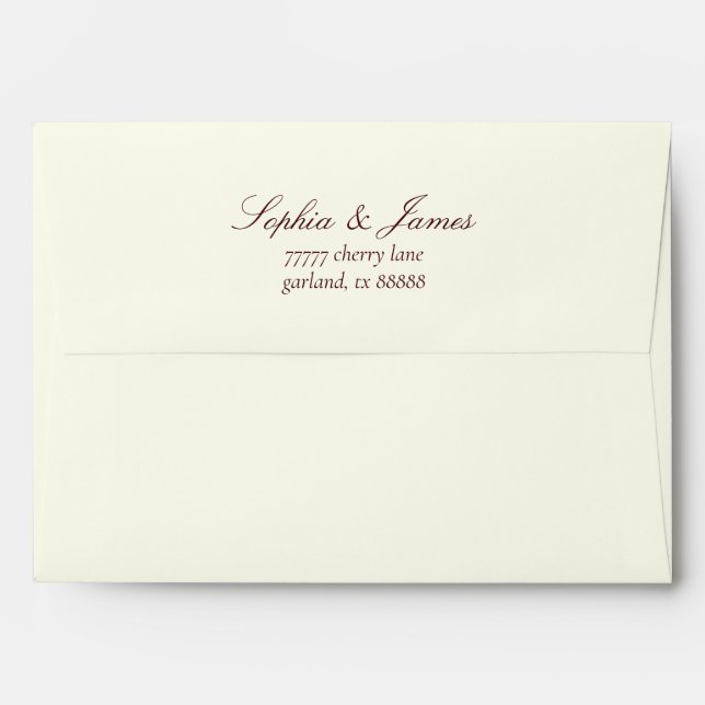 Elegant Dark Burgundy Wedding Return Address Envelope (Back (Top Flap))