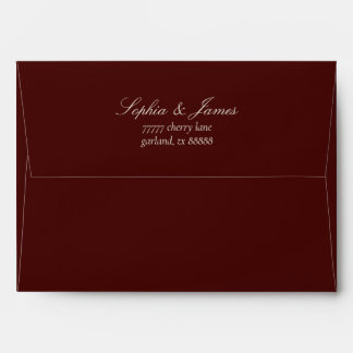 Elegant Dark Burgundy Wedding Return Address Envelope