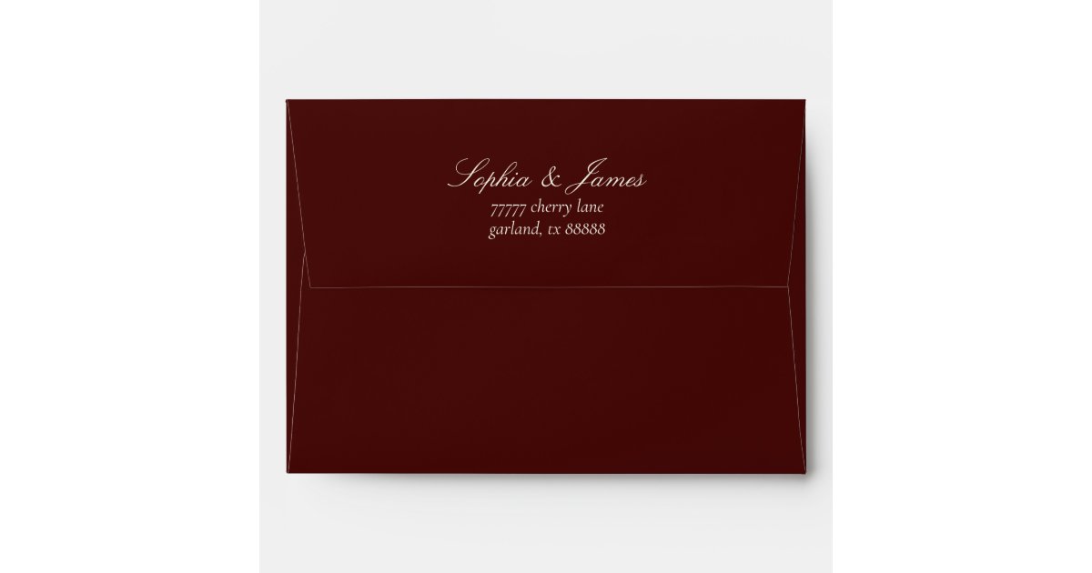 Elegant Dark Burgundy Wedding Return Address Envelope | Zazzle