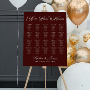 Elegant Dark Burgundy Wedding Seating Chart Foam Board