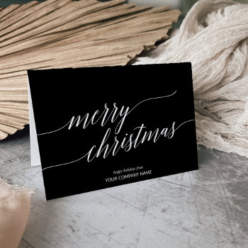 Elegant Dark Calligraphy Christmas Corporate Holiday Card by ChristmasPaperCo at Zazzle