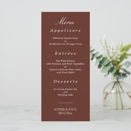 Elegant Dark Cinnamon Wedding Menu