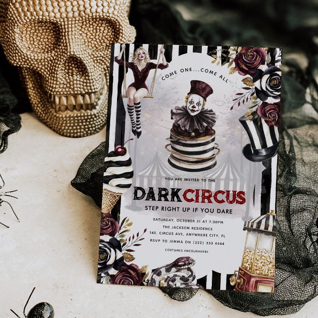 Elegant Dark Circus Halloween Party Invitation (Creator Uploaded)