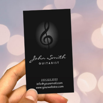 Elegant Dark Clef Guitarist Music Business Card by cardfactory at Zazzle