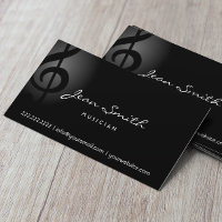 Elegant Dark Clef Musician Business Card
