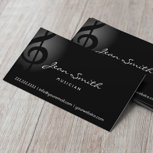 Customizable Elegant Dark Clef Musician Business Card
