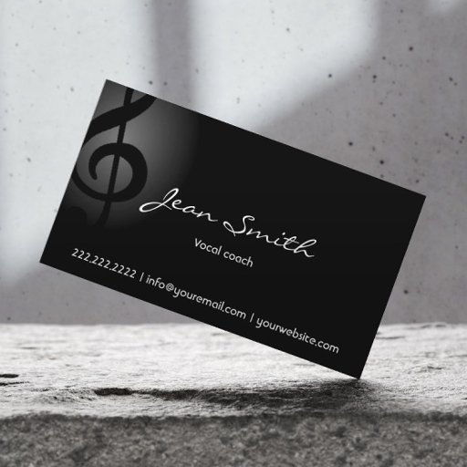 Customizable Elegant Dark Clef Vocal Coach Business Card