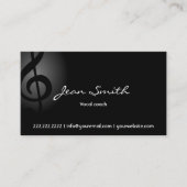 Elegant Dark Clef Vocal Coach Business Card (Front)