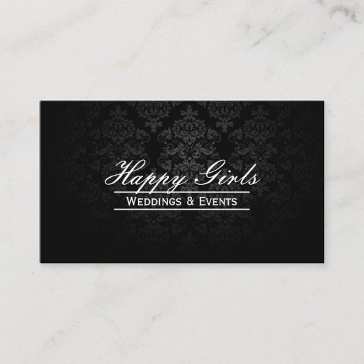 Customizable Elegant Dark Damask Wedding Planner Business Cards