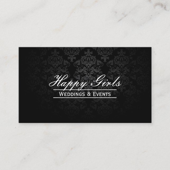 Elegant Dark Damask Wedding Planner Business Cards (Front)