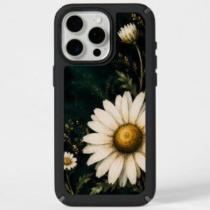 Elegant Dark Emerald Daisy Floral Gold iPhone 15 Pro Max Case