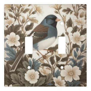 Elegant Dark-eyed Junco Cream Floral Light Switch Cover